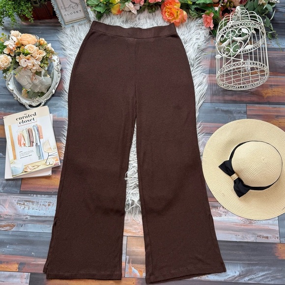 H&M Ribbed Flare Knit Stretchy Waistband Pants - Picture 1 of 4